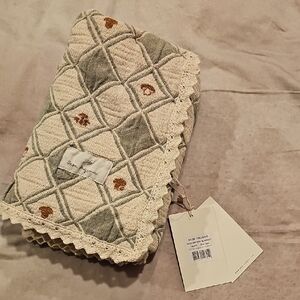 Chic Quilted Kids Wristlet in Cream and Green